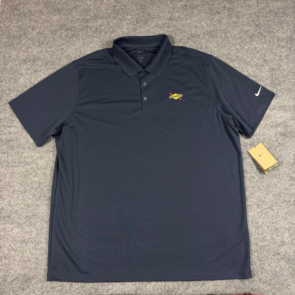 Nike Golf Polo Sunoco Logo Mens XXL Navy Blue Polyester Short Sleeve NWT